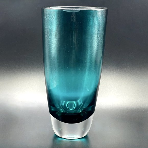 Whitefriars Kingfisher Blue Glass Ovoid Vase Geoffrey Baxter pattern #9587 MCM
